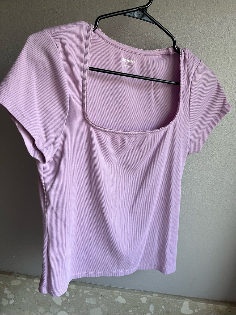Old Navy Pink Ribbed Square Neck Short Sleeve Top Size Large